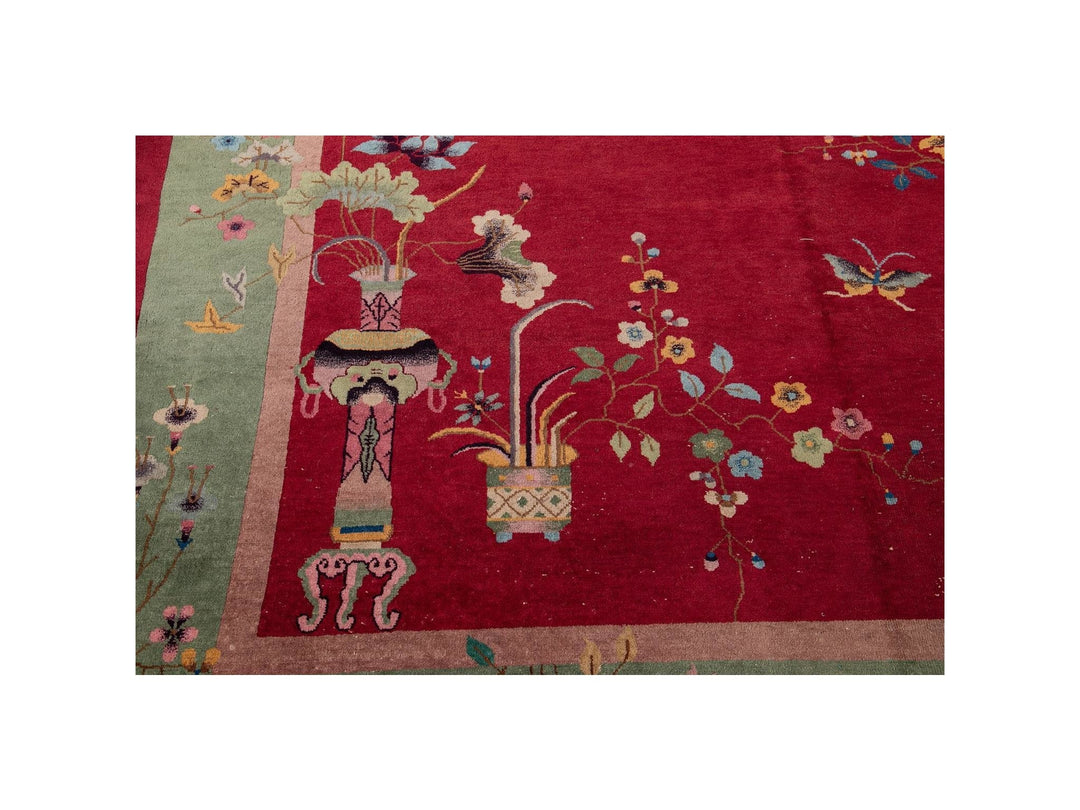 Antique Chinese Art Deco Wool Rug 9 X 12
