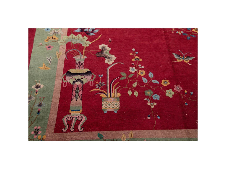 Antique Chinese Art Deco Wool Rug 9 X 12