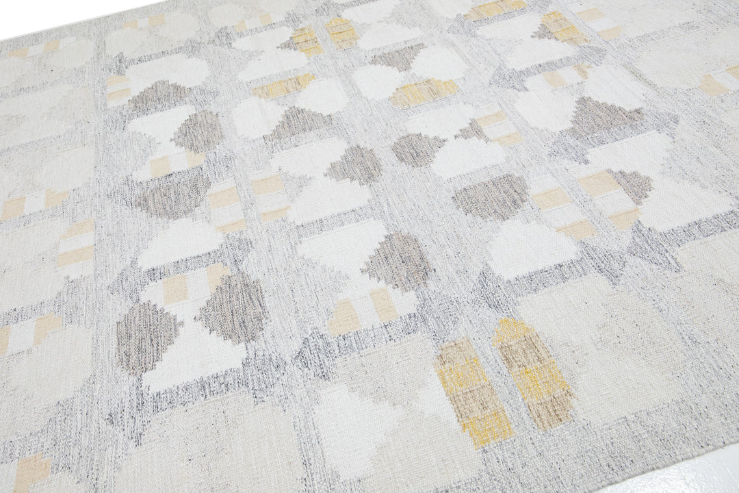 Modern Swedish Wool Rug 9 X 12