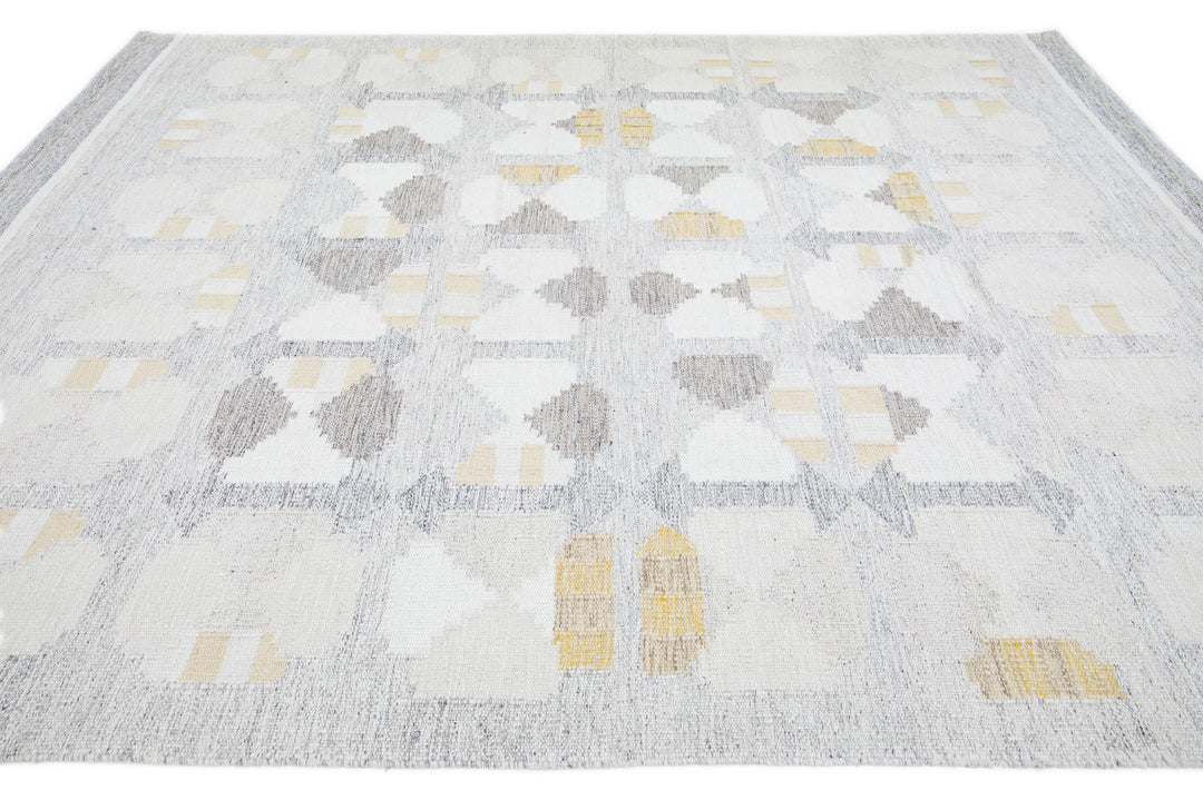 Modern Swedish Wool Rug 9 X 12
