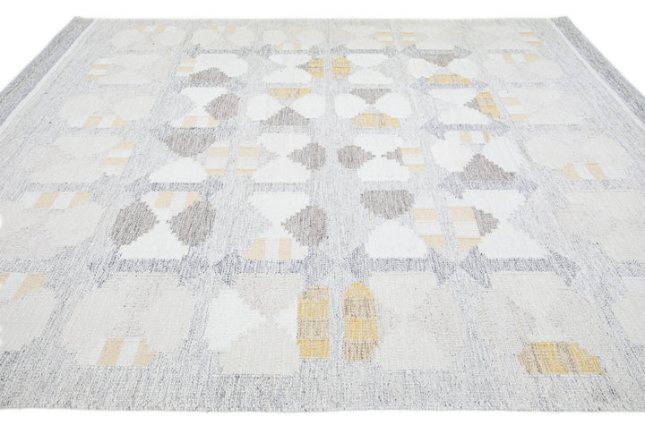 Modern Swedish Wool Rug 9 X 12