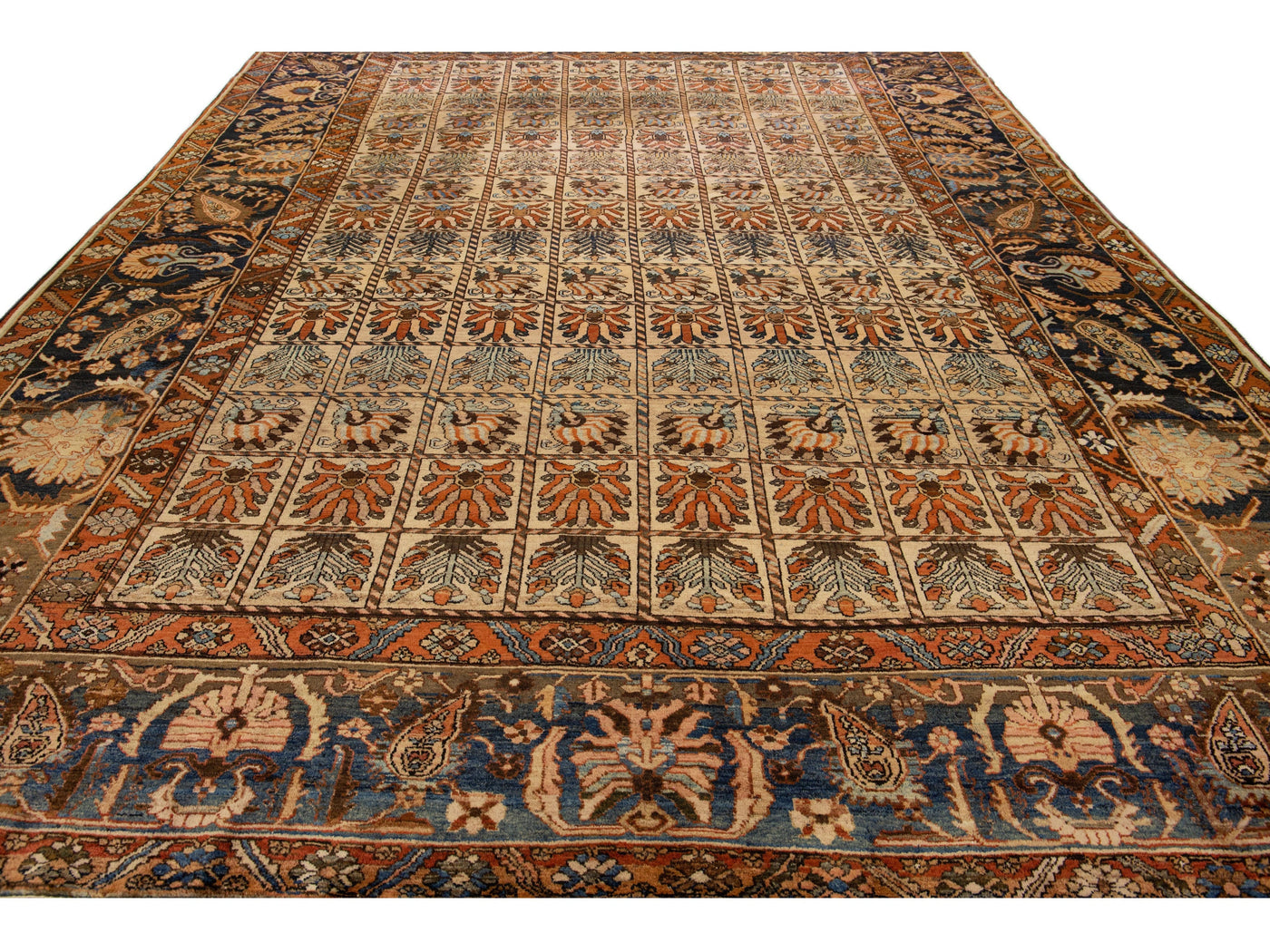 Antique Bakhtiari Wool Rug 13 X 16