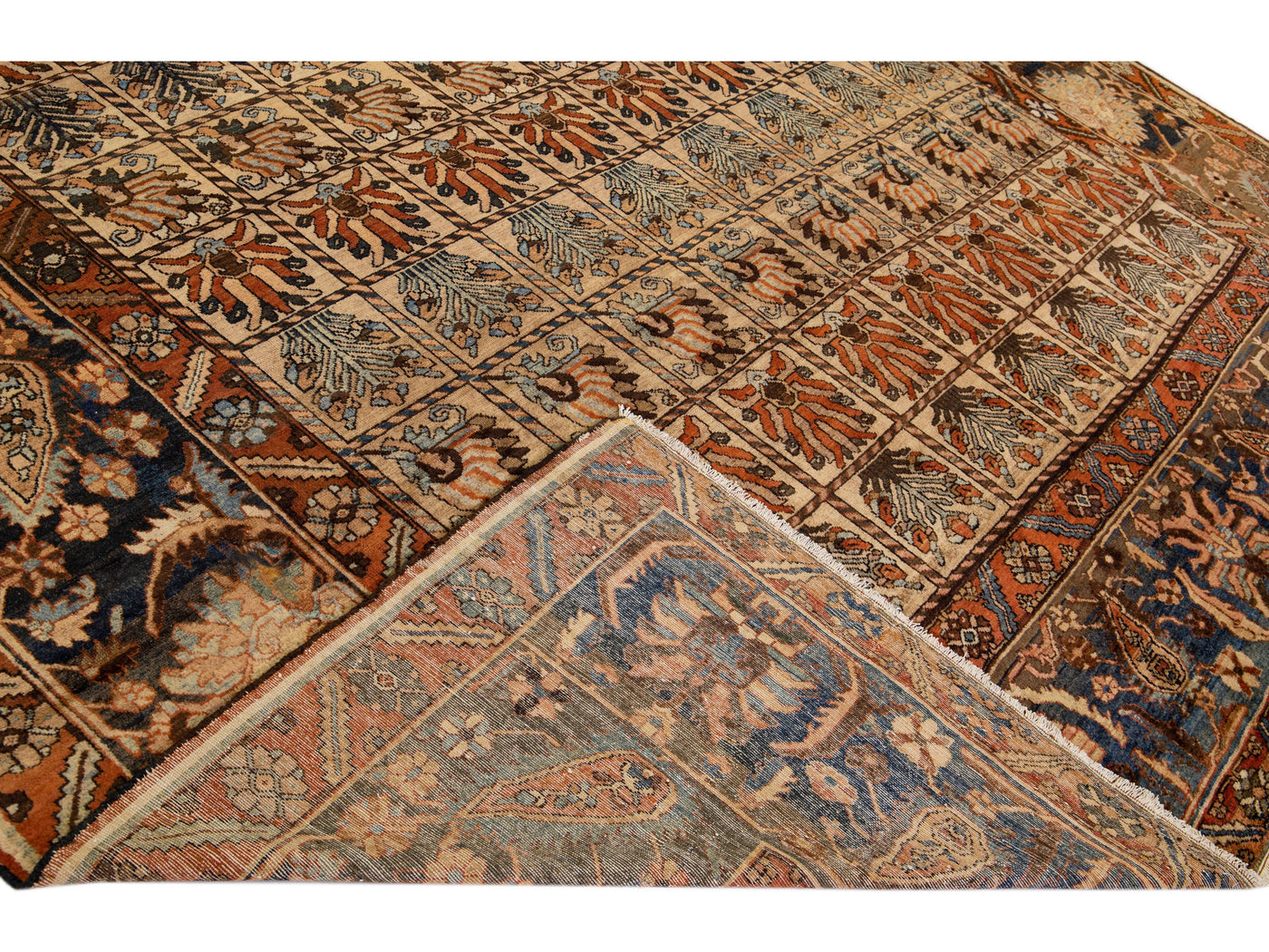 Antique Bakhtiari Wool Rug 13 X 16