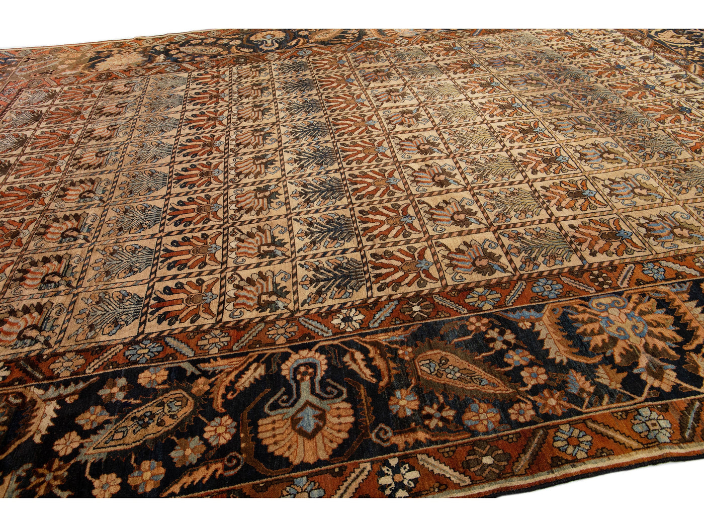 Antique Bakhtiari Wool Rug 13 X 16