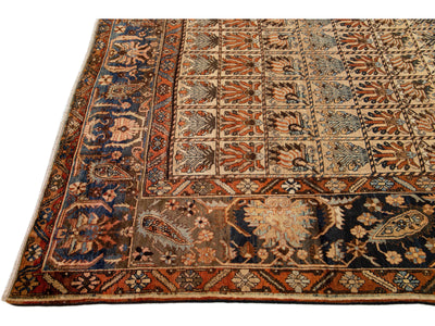 Antique Bakhtiari Wool Rug 13 X 16