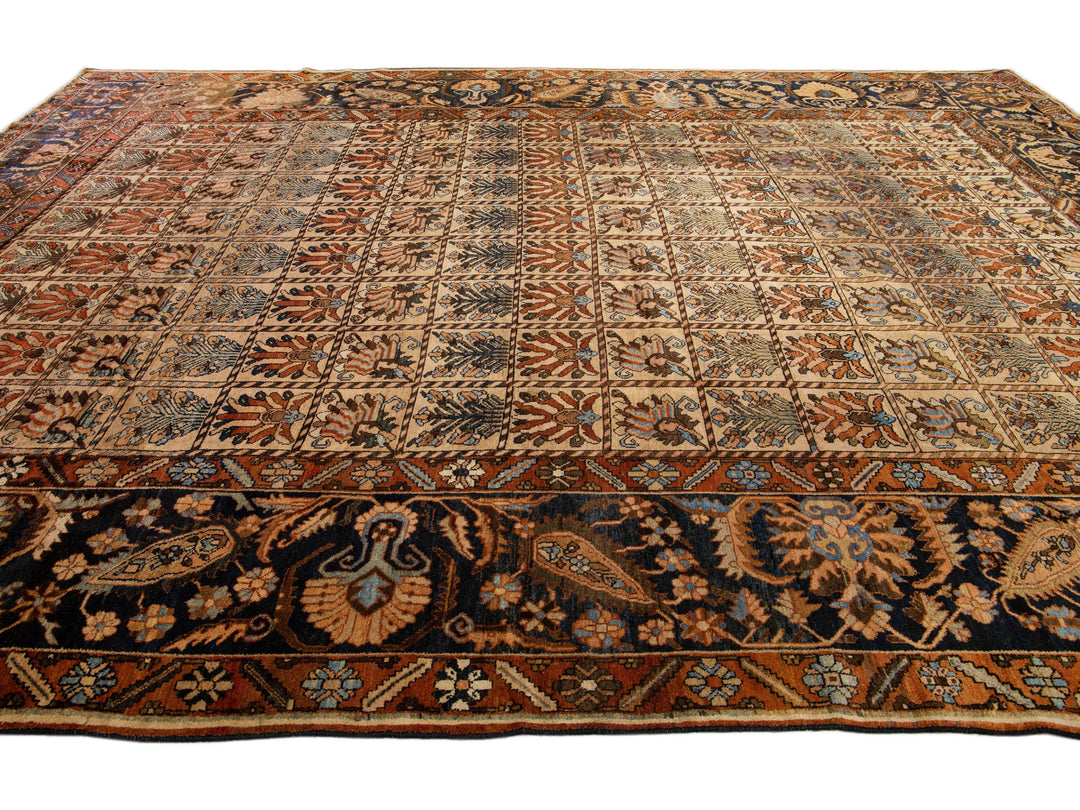 Antique Bakhtiari Wool Rug 13 X 16