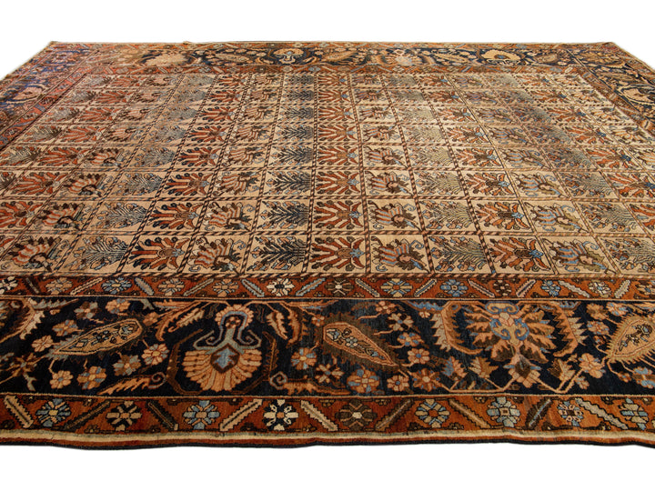 Antique Bakhtiari Wool Rug 13 X 16