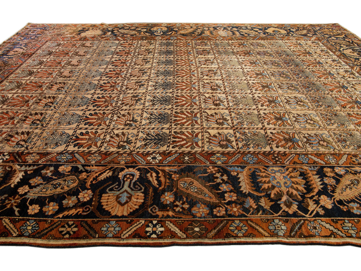 Antique Bakhtiari Wool Rug 13 X 16