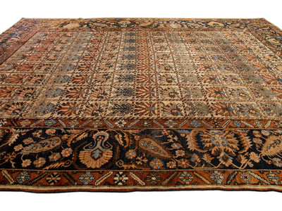 Antique Bakhtiari Wool Rug 13 X 16