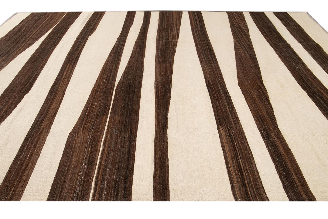 21st Century Modern Kilim Wool Rug 10 X 14