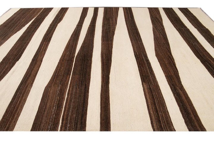 21st Century Modern Kilim Wool Rug 10 X 14