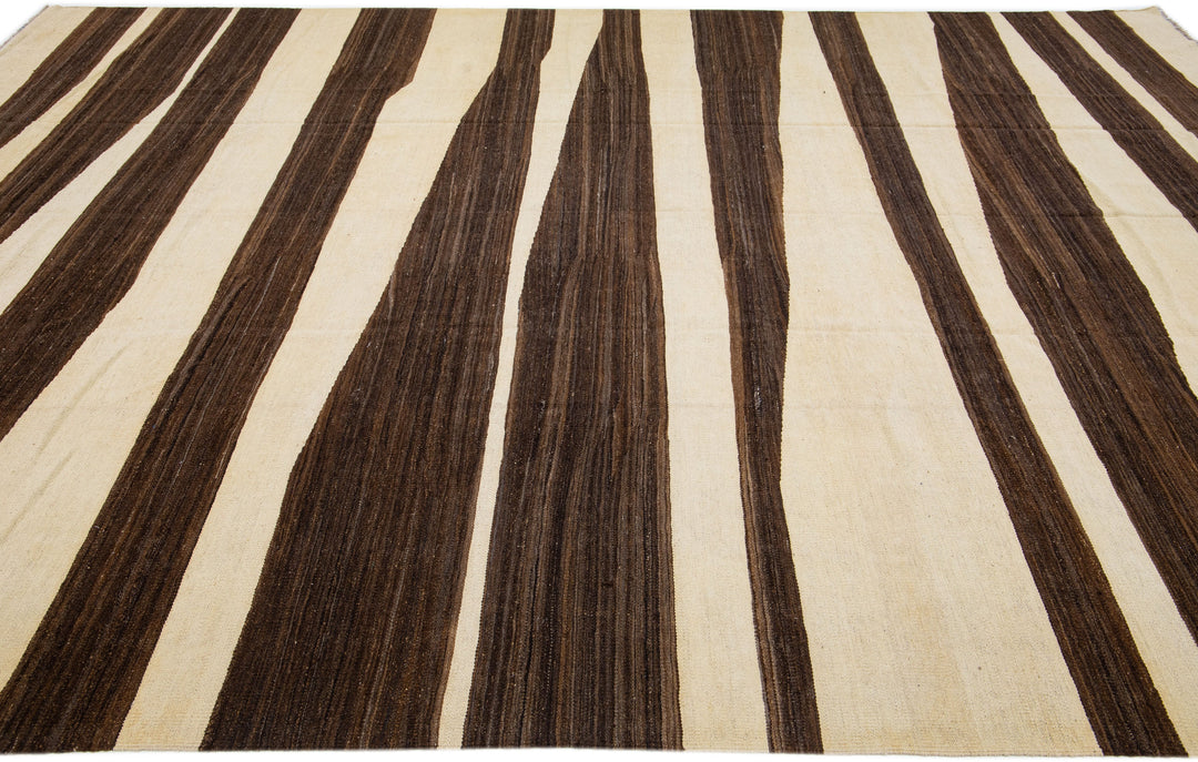Modern Flatweave Kilim Wool Rug 10 X 14