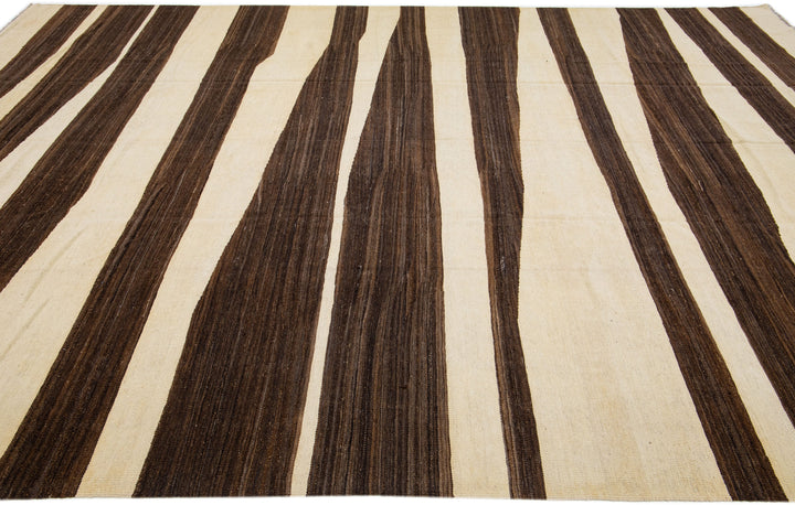 Modern Flatweave Kilim Wool Rug 10 X 14