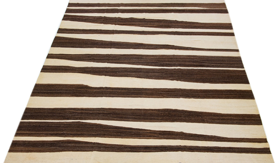Modern Flatweave Kilim Wool Rug 10 X 14
