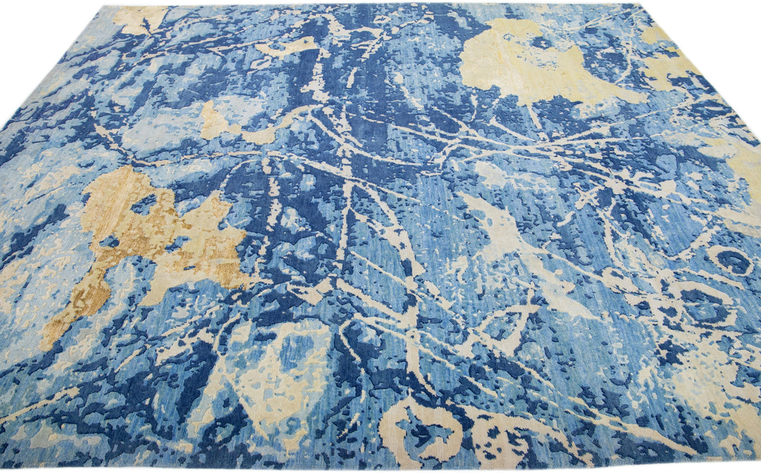 Modern Abstract Wool & Silk Rug 8 X 10