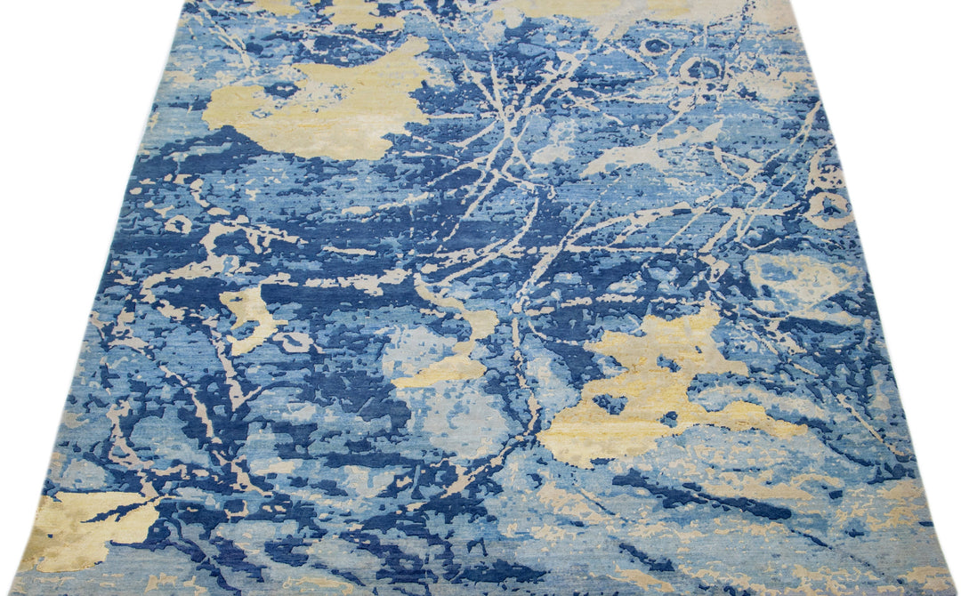 Modern Abstract Wool & Silk Rug 8 X 10