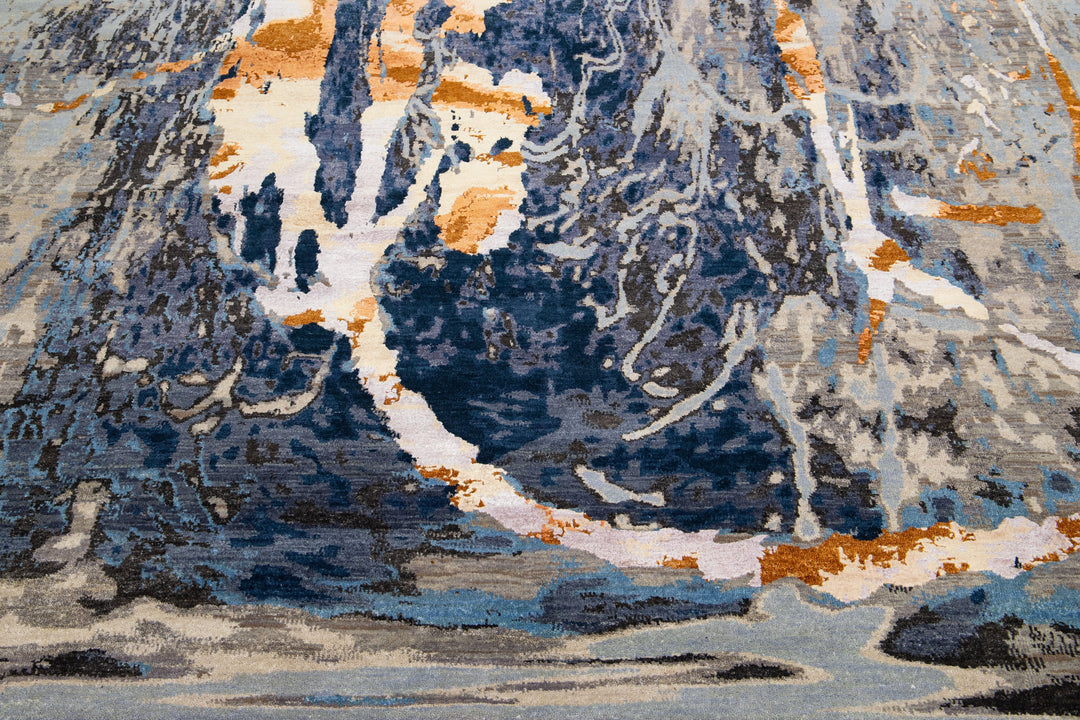 Modern Tibetan Wool & Silk Rug 9 X 12