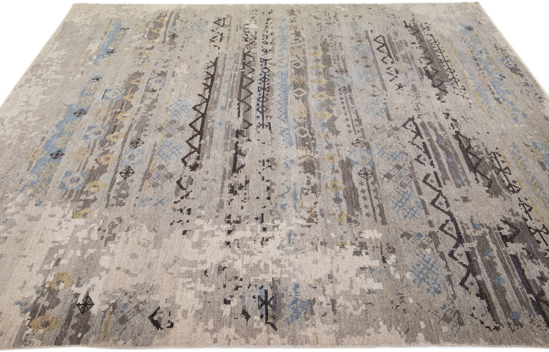 Modern Wool and Silk Rug 8 X 10