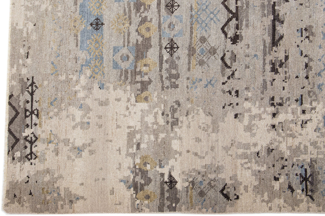 Modern Wool and Silk Rug 8 X 10