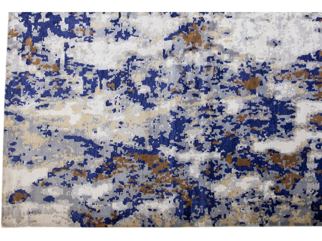 Modern Abstract Wool & Silk Rug 12 X 15