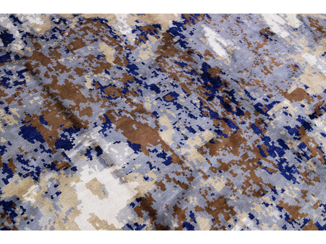 Modern Abstract Wool & Silk Rug 12 X 15
