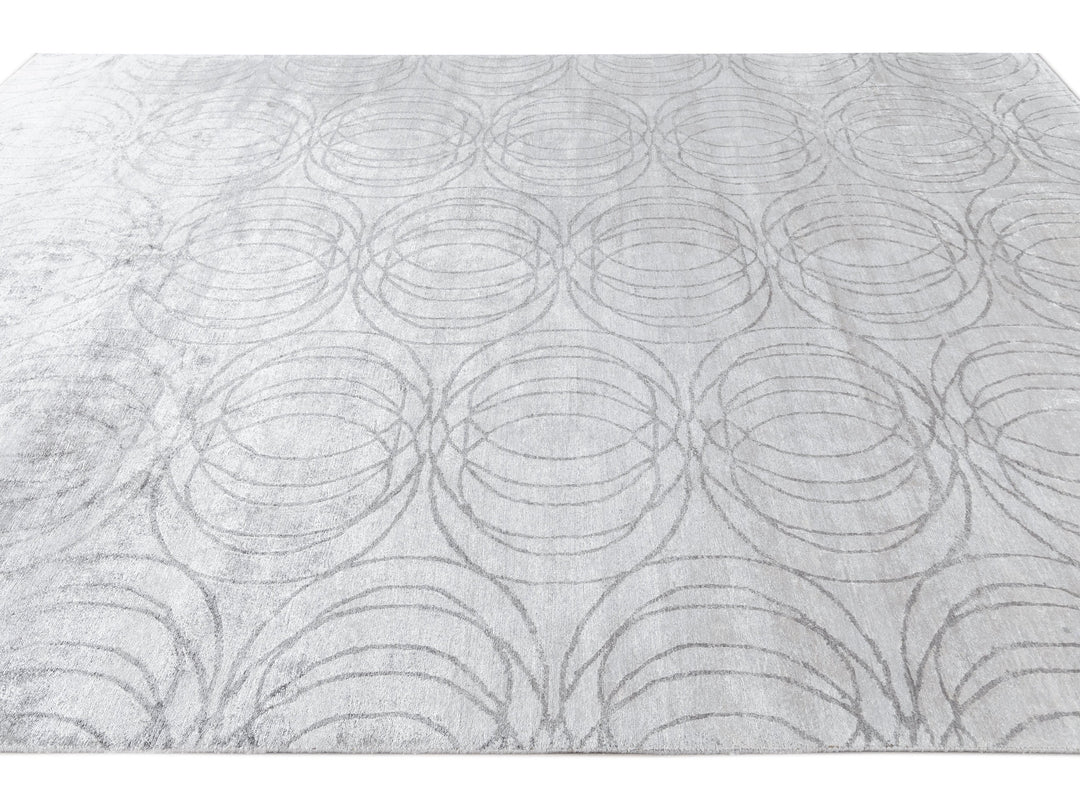 Modern Wool and Silk Rug 9 X 12
