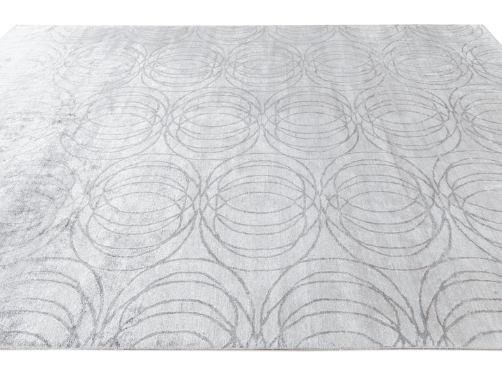 Modern Wool and Silk Rug 9 X 12