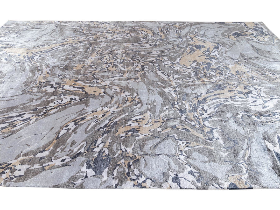 21st Century Modern Silk Rug 10 X 14