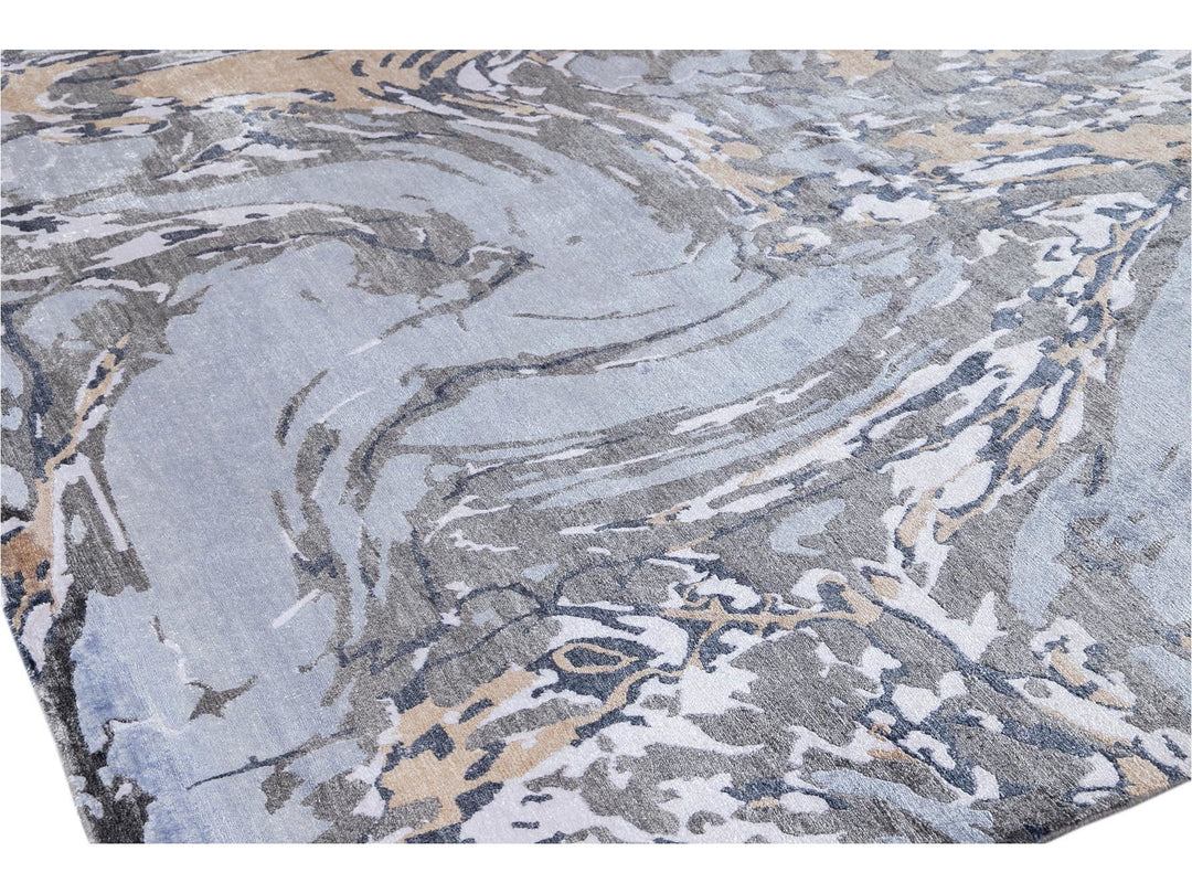21st Century Modern Silk Rug 10 X 14