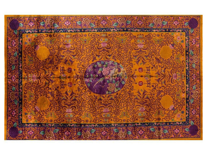 Antique Chinese Art Deco Wool Rug 12 X 20