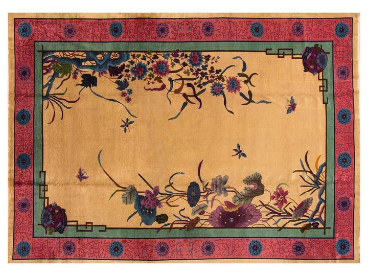 Antique Chinese Nichols Wool Rug 12 X 17