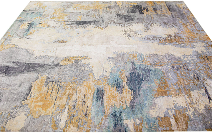 Modern Wool and Silk Rug 8 X 10