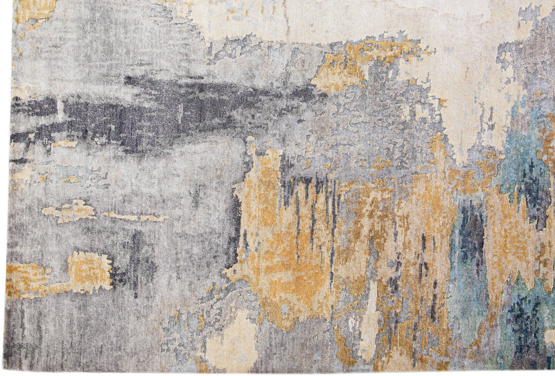 Modern Wool and Silk Rug 8 X 10
