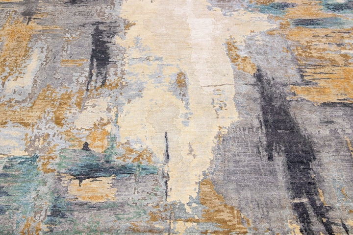 Modern Wool and Silk Rug 8 X 10