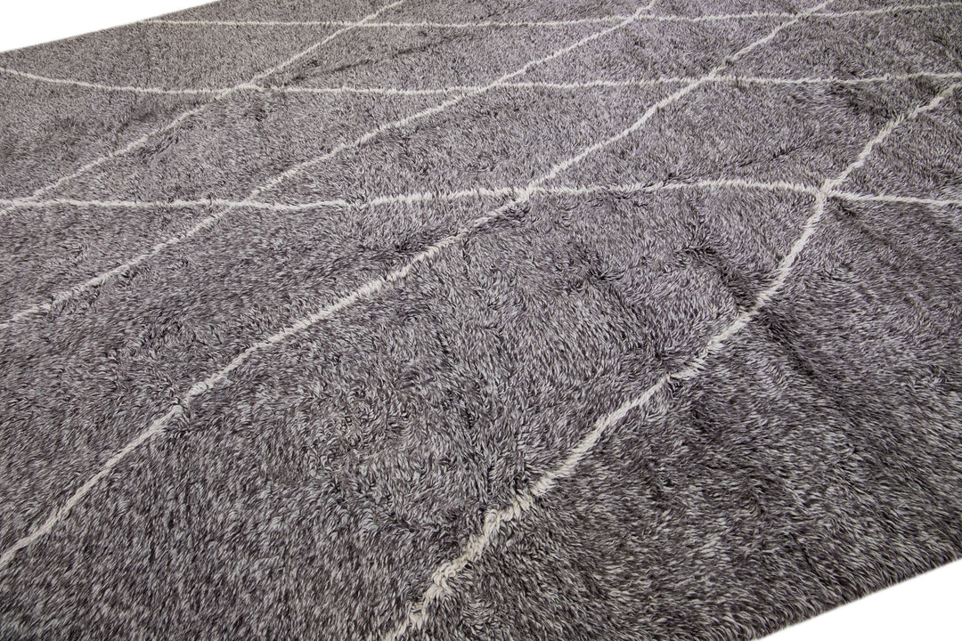 Modern Moroccan Wool Rug 12 X 15