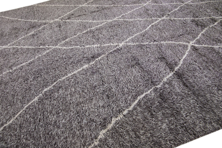 Modern Moroccan Wool Rug 12 X 15