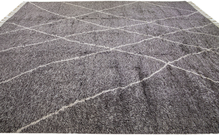 Modern Moroccan Wool Rug 12 X 15