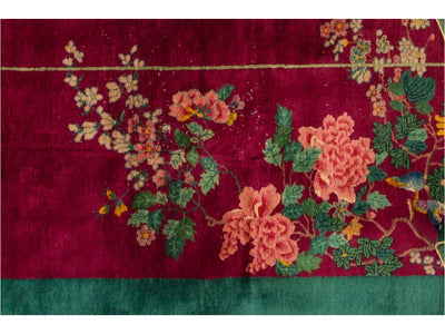 Vintage Colorful Art Deco Chinese Wool Rug 11 X 12