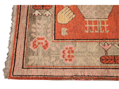 Antique Khotan Scatter Wool Rug 5 X 9