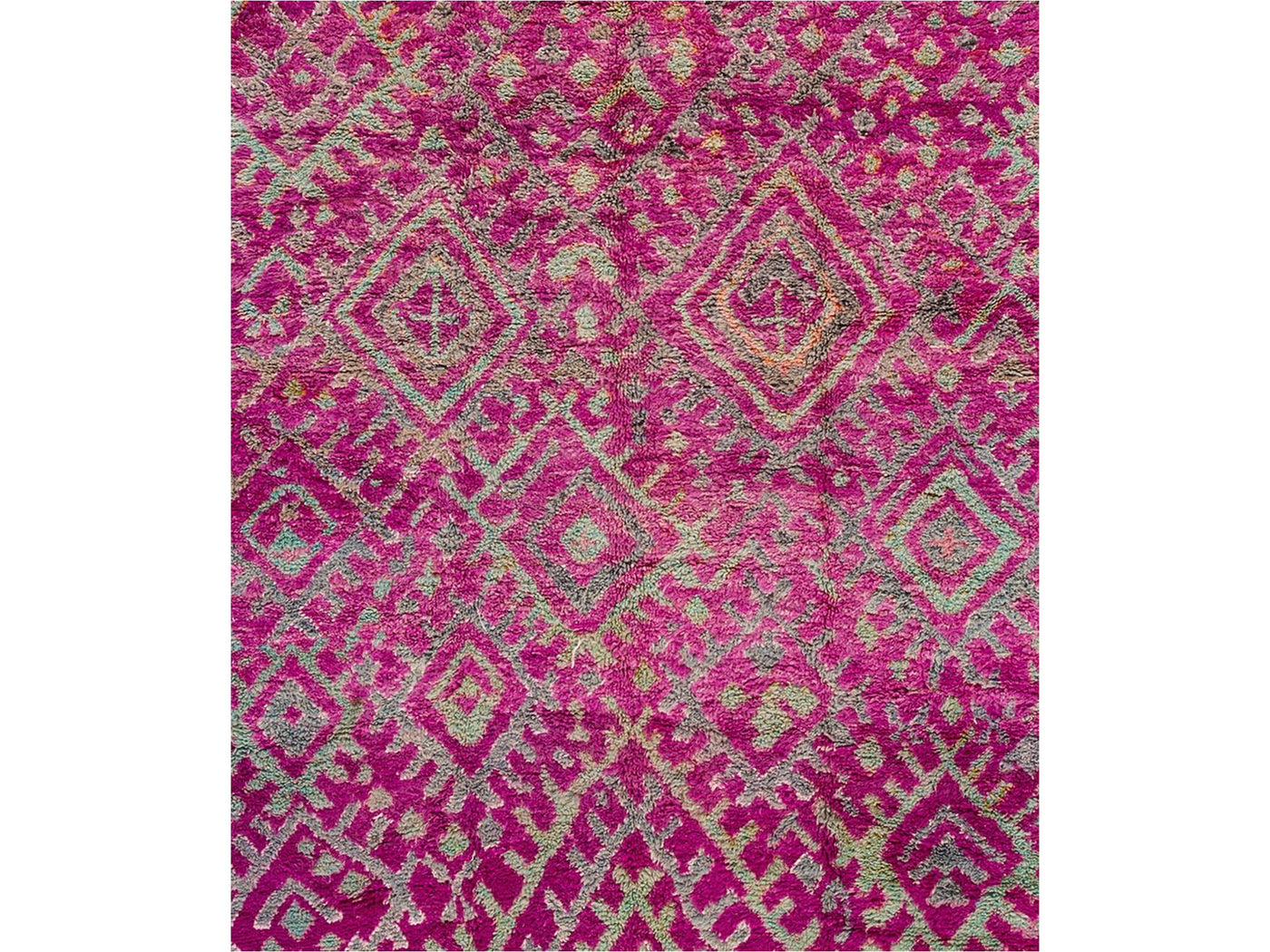 Vintage Geometric Purple Moroccan Wool Rug 7 X 12