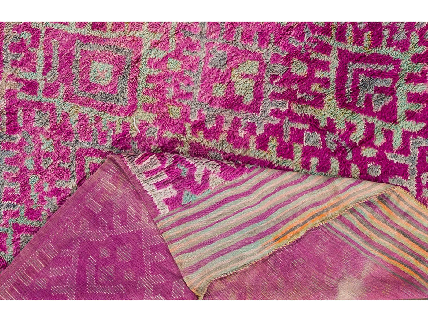 Vintage Geometric Purple Moroccan Wool Rug 7 X 12