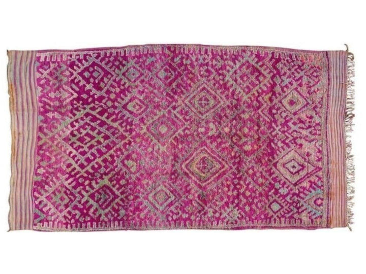 Vintage Geometric Purple Moroccan Wool Rug 7 X 12