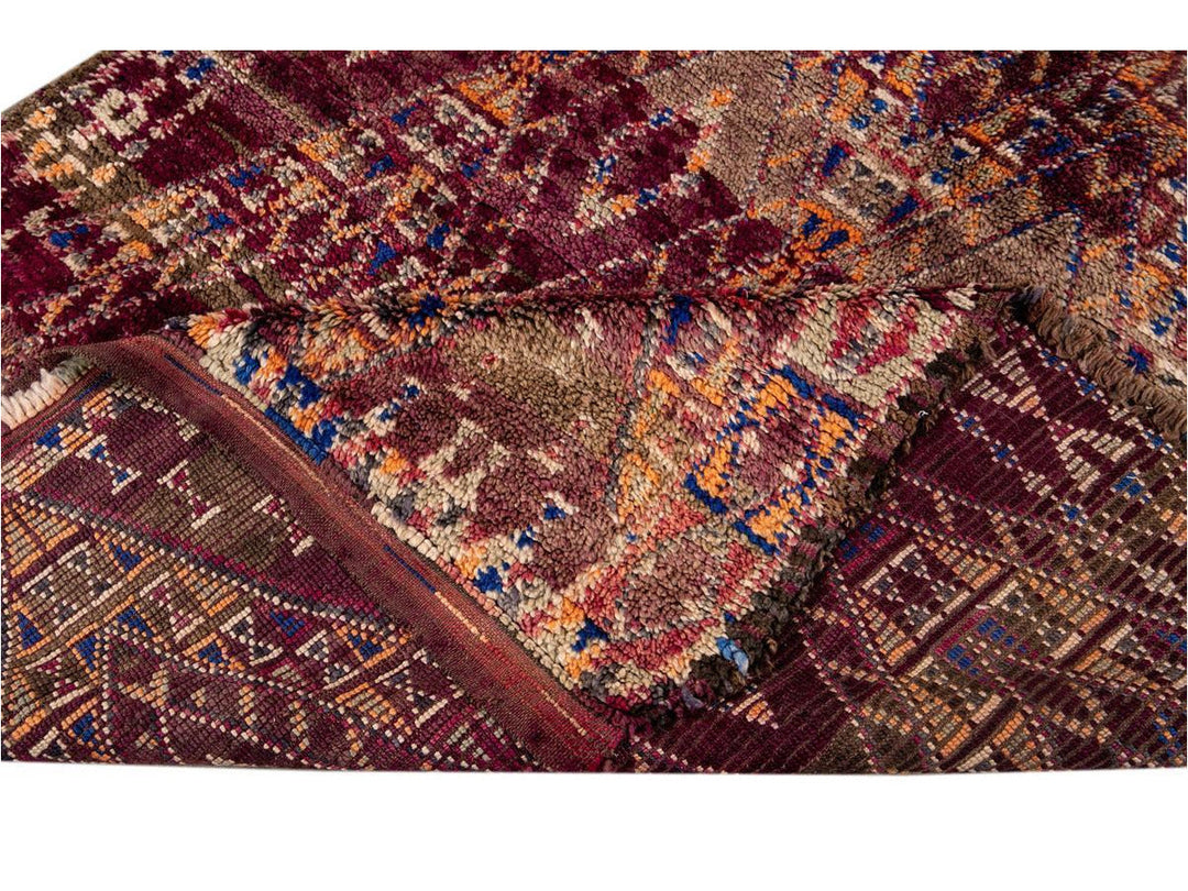 Vintage Purple Geometric Moroccan Rug 6 X 11