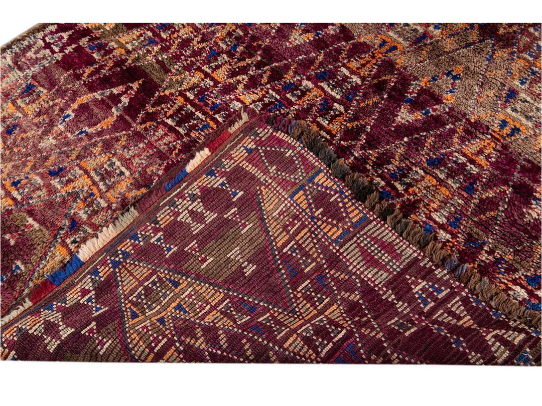 Vintage Purple Geometric Moroccan Rug 6 X 11