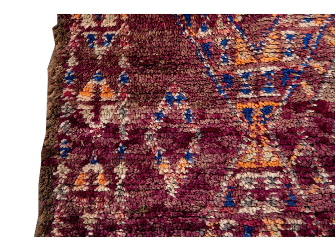 Vintage Purple Geometric Moroccan Rug 6 X 11