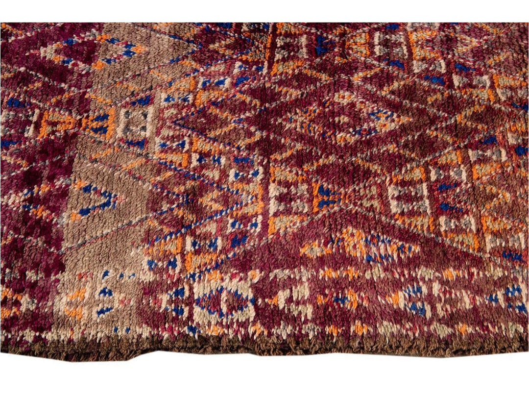 Vintage Purple Geometric Moroccan Rug 6 X 11