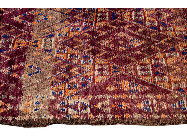 Vintage Purple Geometric Moroccan Rug 6 X 11