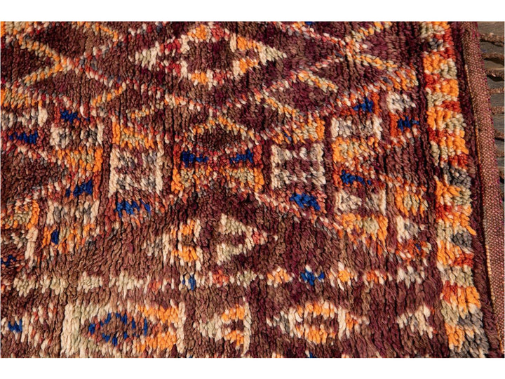 Vintage Purple Geometric Moroccan Rug 6 X 11
