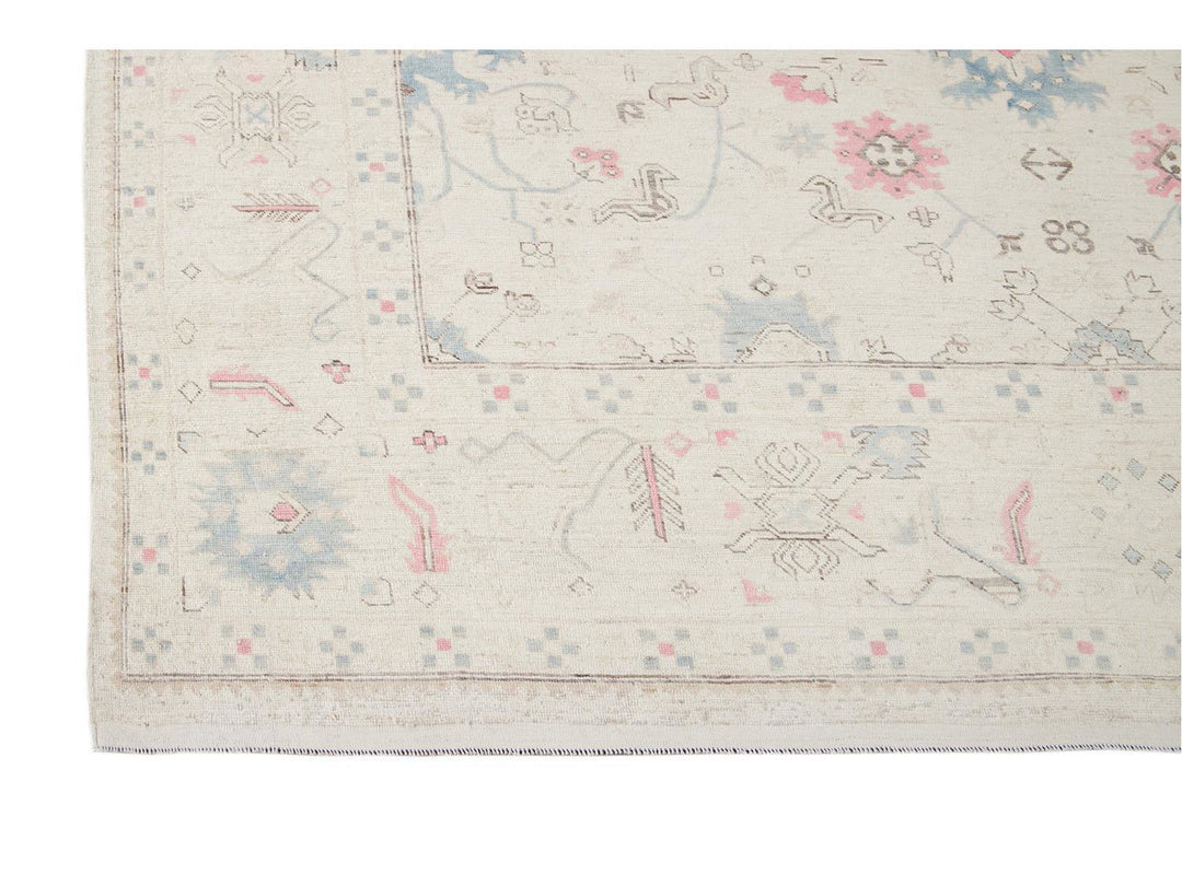 Modern Afghan Khotan Wool Rug 9 X 13