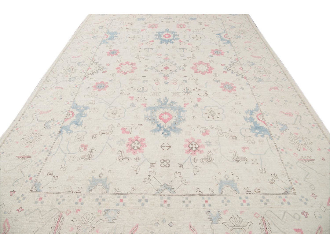 Modern Afghan Khotan Wool Rug 9 X 13